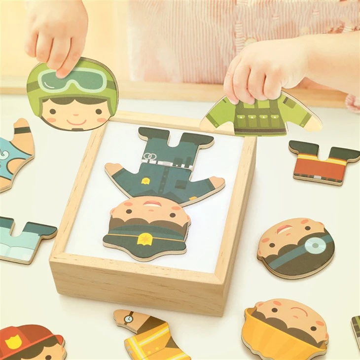 Malé medvedie odevy Smart 3D Puzzle Building Blocks Blocks Wooden Wooden Hray