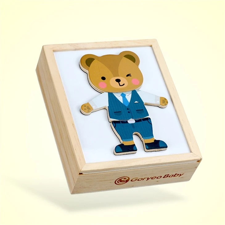 Little Bear Changing Clothes Smart 3D Puzzle Building Blocks Early Education Wooden Toy suppliers