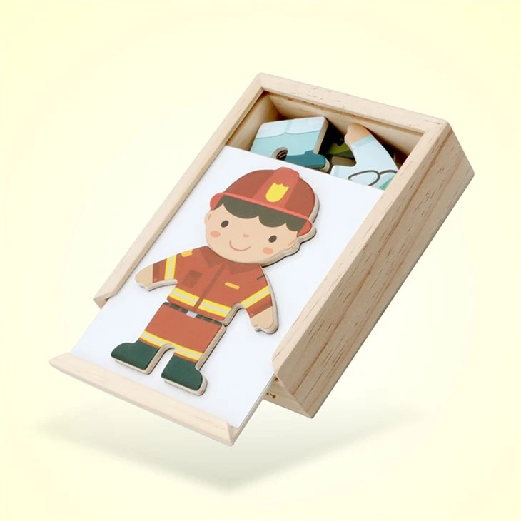 Little Bear Changing Clothes Smart 3D Puzzle Building Blocks Early Education Wooden Toy high quality